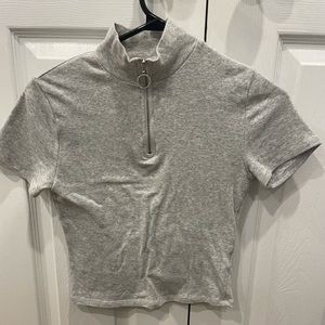Grey Zip Up Crop Top